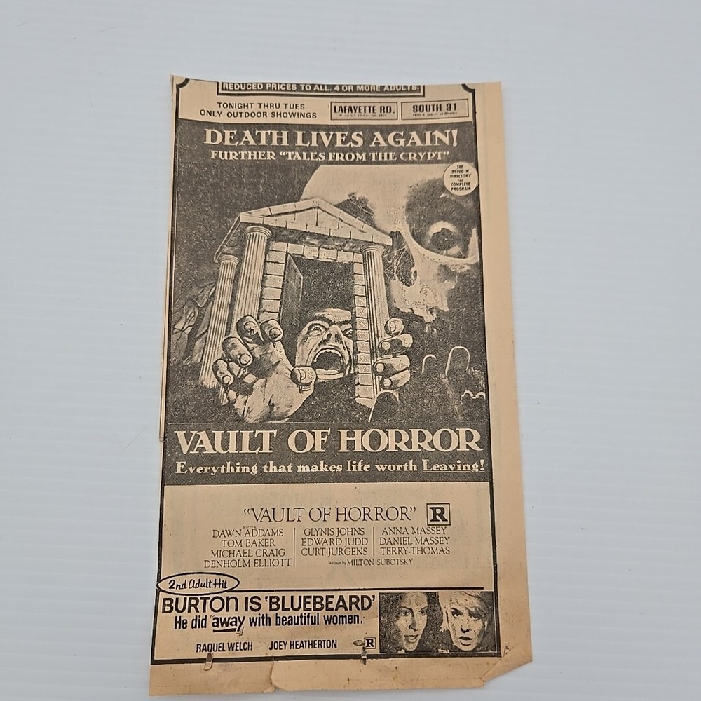 Vault of Horror Tales From The Crypt 1973 Vintage Print Ad Death Lives Again